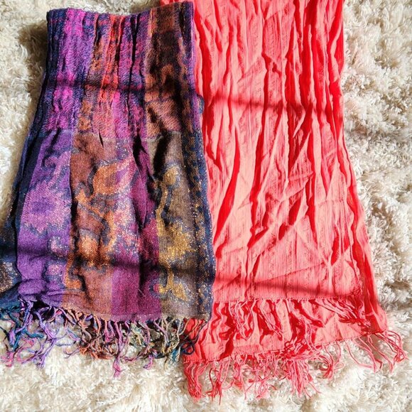 Bundle of Two Scarves Pink Cotton Hollister Scarf - Picture 2 of 4